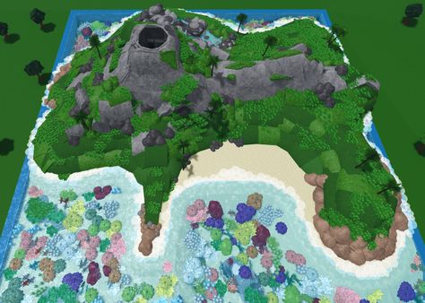 Bloxburg Island House, Bloxburg Cave Ideas, Islands Roblox Ideas, Bloxburg Fish Tank Decal, Tropical Bloxburg, Bloxburg Avatar, Bloxburg Tips, Bloxburg Building, Bloxburg Exterior