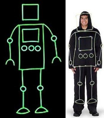 These costumes are so cool at night!Glow sticks :) Glowstick Games, Glow Stick Costume, Glowstick Costume, Stick Costume, Robot Costume, Dark Costumes, Dark Outfit, Glow Stick Party, Robot Costumes