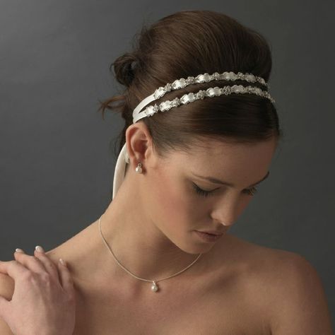 Updo With Headband, Double Headband, Unique Wedding Hairstyles, Wedding Hairstyles Bride, Elegant Wedding Hair, Headband Wedding, Ribbon Headbands, Best Wedding Hairstyles, Ribbon Hairstyle