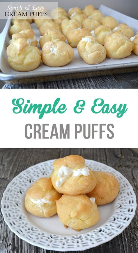 Don’t be afraid to make Cream Puffs! These little treats are so easy to make and taste as good, if not better than store bought ones. Easy Cream Puffs, Cream Puffs Recipe Easy, Homemade Cream Puffs, Cream Puffs Easy, Cream Puffs Recipe, Recipes Pastry, Cream Puff Recipe, Puff Recipe, Easy Cream