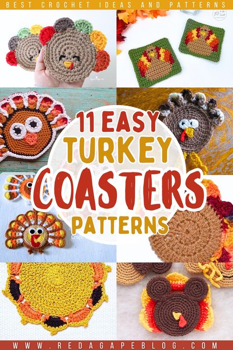 turkey coasters Crochet Turkey Coaster Free Pattern, Crochet Thanksgiving Patterns Free, Free Crochet Tapestry Patterns, Thanksgiving Crochet Patterns Free, Turkey Shapes, Thanksgiving Coasters, Potholder Patterns Free, Thanksgiving Crochet Patterns, Crochet Turkey