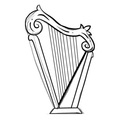 Image titled Harp outline Step 5 Irish Harp Tattoo, Celtic Tattoo Symbols, Get Better At Drawing, Musical Instruments Drawing, Celtic Harp, Irish Symbols, Irish Harp, Swirly Designs, Celtic Tattoo