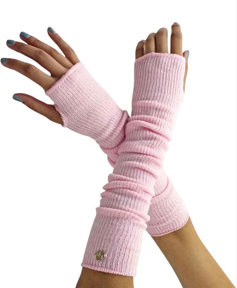 Pink Arm Warmers Outfit, Arm Warmers Png, Pink Hand Warmers, Pink Arm Warmers, Arm Warmers Outfit, Knit Arm Warmers, Cutecore Aesthetic, Long Fingerless Gloves, Gloves Long