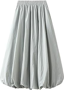 JITEM Women's Elastic Waist A Line Long Bubble Skirt Pompom Skirt Korean Casual High Waisted Puffy Midi Lantern Skirt Harem Dress, Lantern Skirt, Pastel Tops, Modest Wardrobe, Skirt Korean, Balloon Skirt, Fashion Terms, Bubble Skirt, Korean Casual