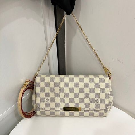 Louis Vuitton Damier Azur Favorite MM Shoulder Clutch Bag Louis Vuitton Favorite Mm, Favorite Mm, Girly Bags, Louis Vuitton Damier Azur, Vuitton Handbags, Louis Vuitton Handbags, Louis Vuitton Damier, Clutch Bag, Dust Bag