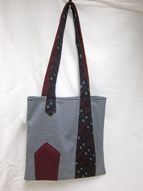 Necktie Bag, Necktie Purse, Tie Purse, Tas Denim, Blue Jean Purses, Necktie Crafts, Old Ties, Jean Purses, Tie Quilt