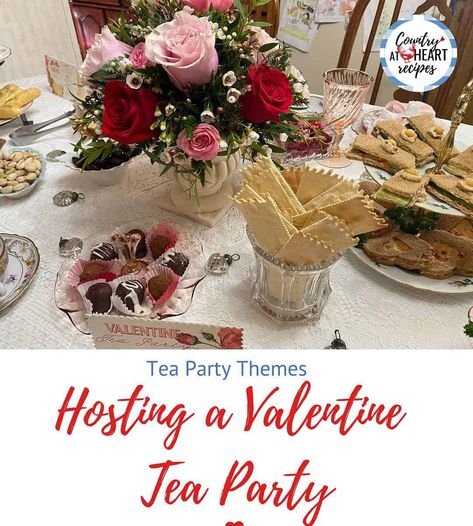 I love tea parties, and there are few activities more fun than Hosting a Valentine Tea Party! Hearts, roses, pink, red, or white dishes--or a combination of all three. And food so luscious and pretty you hardly dare to eat it! #hostingavalentineteaparty #valentineteaparty #teaparty #valentinesday #hostingteaparty #planningteaparty #entertainingideas #countryatheartrecipes https://countryatheartrecipes.com/2022/02/hosting-a-valentine-tea-party/ Valentine Tea Party Ideas, Valentine’s Day Tea Party, Valentines Day Tea Party, Tea Party Planning, Host A Tea Party, Valentines Tea, Valentine Food, Valentines Tea Party, Tea Setting