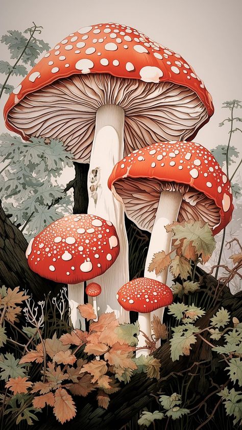 Vintage Mushroom Art, Fungi Illustration, Crafts For Home Decor, Fungi Art, Mushroom Wallpaper, Mushroom Pictures, Diamond Art Kits, Mushroom Drawing, Witchy Wallpaper