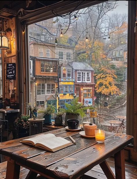 Via 📸: beautifulslowlife Rain And Thunder Sounds, Relaxing Rain Sounds, Cozy Rainy Day, Rain Sounds For Sleeping, Cozy Coffee Shop, Rain Sounds, Looking Out The Window, Cozy Cafe, Sound Of Rain