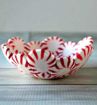 Bonus points if you fill your melted-peppermint bowl with more peppermints.  Get the recipe at Princess Pinky Girl.    - CountryLiving.com Peppermint Bowl, Peppermint Candy Bowl, Spinach Salads, Funky Food, Sweets Ideas, Princess Pinky Girl, Pinky Girl, Holiday Sweets, Christmas Foods