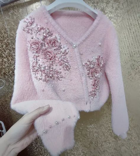 Beaded Stitch, Faux Fur Cardigan, Fur Cardigan, Beaded Sweater, Beaded Jacket, Cardigan Women, Outwear Jackets, Mohair Sweater, Warm Sweaters