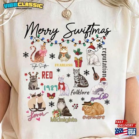 The Era Tour Christmas Cat Shirt Merry Swiftmas Swift Outfit Unisex Sweatshirt Check more at https://vibeclassic.com/product/the-era-tour-christmas-cat-shirt-merry-swiftmas-swift-outfit-unisex-sweatshirt/ Swiftmas Party, Merry Swiftmas, Taylor Swift Christmas, Era Tour, Christmas Cat, Cat Shirt, Cat Shirts, Christmas Cats, Christmas Shirts