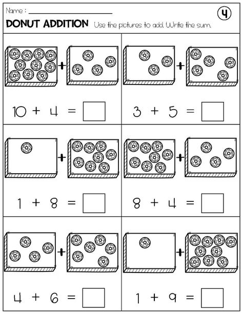 Addition skills is a huge and inportant subject.These worksheets are a great way to help your students master addition.Picture is provided to help students solve addition number sentences. Addition With Pictures, Donut Pictures, Master Addition, Number Sentences, Shape Worksheets For Preschool, Integers Worksheet, Math Addition Worksheets, Alphabet Recognition, Addition And Subtraction Worksheets