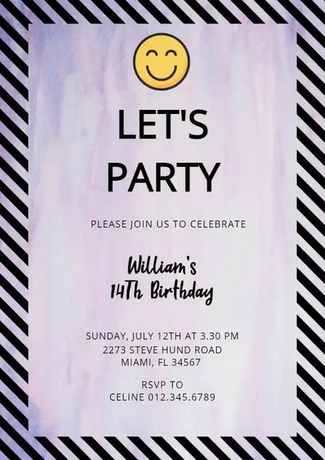 Girl Birthday Invitations, Teen Birthday Invitations, Feelin Groovy, Online Invitation, Invitation Maker, Adult Birthday Invitations, Geometric Frame, Teen Birthday