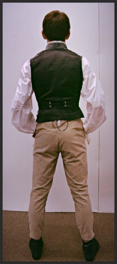 Handmade men's period costume, 1790's waistcoat and breeches from behind. Period Outfit, Period Costumes, Mens Clothing, Frankenstein, Costume Ideas, Period, Mens Outfits, Pants, Quick Saves