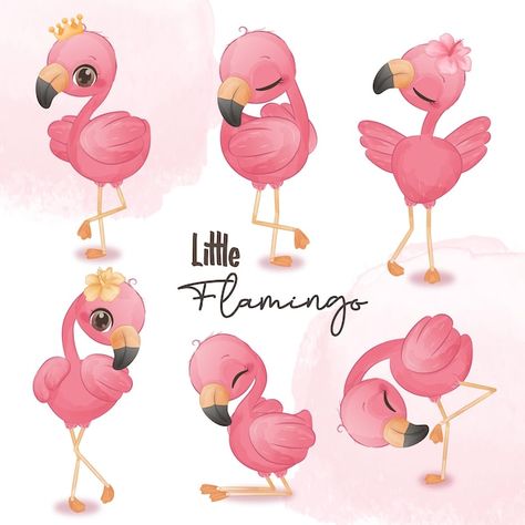 Flamingo Cute Drawing, Cute Flamingo Illustration, Flamingo Illustration Graphics, Cute Flamingo Drawing, Cute Pink Animals, Flamingos Art Illustration, Flamingo Doodle, Kawaii Flamingo, Flamingo Clip Art