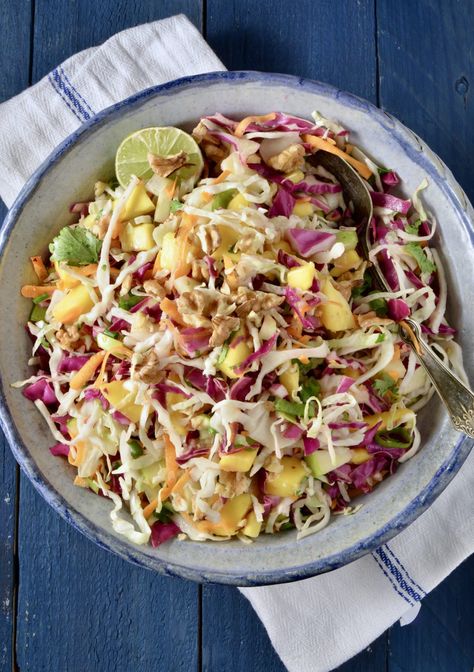 Mango Cabbage Salad Raw Cabbage, Cabbage Salad Recipes, Mango Salad, Cabbage Salad, Turmeric Benefits, Eating Organic, Fresh Cilantro, Eat Right, Fresh Ginger