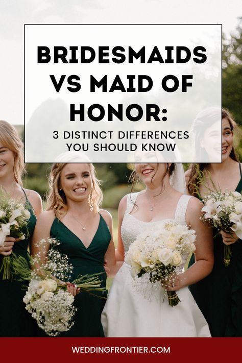 In the whirlwind of wedding preparations, understanding the roles of the Maid of Honor and Bridesmaids is essential. Explore 3 core distinctions that separate these key members of the bridal party, ensuring your big day runs smoothly and everyone knows their duties. #WeddingRoles #MaidOfHonorVsBridesmaids #BridalPartyDynamics #BrideSquad Three Bridesmaids, 3 Bridesmaids, Bridesmaid And Maid Of Honor, Bridesmaid Squad, Flower Girl Ring Bearer, Girl Ring Bearer, Groomsmen Bridesmaids, Wedding Roles, Bridesmaid Duties