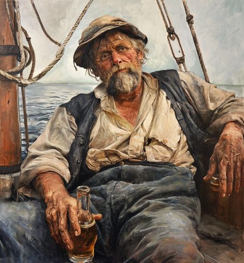 Newest artistic expression supervised By ThetaCursed, License: CC BY-NC 4.0 Masters Paintings, Old Pirate, Painting Of A Man, Old Man Portrait, Glass Of Beer, Sea Stories, Old Fisherman, Man Sitting, Art Folder