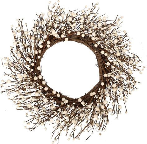 *this pin contains affiliate link #amazon #amazonfind #christmas #decoration #ideas #christmasdecor #christmas2023 Wreaths For Front Door Winter, White Berry Wreath, Winter Wreaths For Front Door, Cream Wreath, Wreaths Videos, Fresh Christmas Wreath, Winter Celebration, Front Doors With Windows, Iron Ring