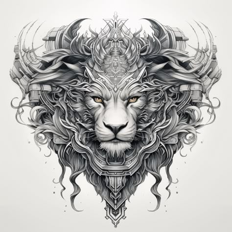 Lion Throat Tattoo Men, Chicano Chest Tattoo, Chest Tattoo Design, Chest Tattoo Sketches, Mens Face Tattoos, Est Tattoos, Lion Chest Tattoo, Dragon Head Tattoo, Geometric Lion Tattoo