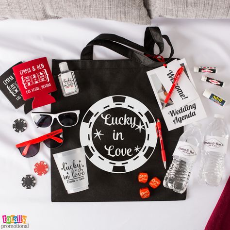 Are you or someone you know getting hitched in Las #Vegas? Make this an adventure you’ll never forget! Ensure a wild and memorable time for your guests, too! Give them customized #wedding #favors they can use to party, play and recuperate in Sin City! Read here for the perfect ideas! Bachlorette Party Theme Ideas Vegas, Las Vegas Bachelorette Party Favors, Las Vegas Wedding Welcome Bags, Vegas Party Favors, Vegas Wedding Welcome Bags, Las Vegas Themed Wedding Reception, Las Vegas Bridal Shower Theme, Las Vegas Wedding Favors For Guests, Vegas Welcome Bags Guest Gifts