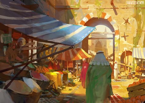 ArtStation - Market, Jiri Horacek Market Concept Art, Radiant Citadel, Fantasy Places, Night Art, Background Illustration, Main Character, Creature Design, Art Class, Art Classes