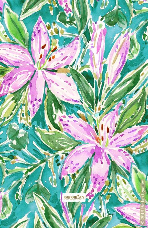 Lilly Pulitzer Iphone Wallpaper, Watercolor Wallpaper Phone, Lilly Prints, Iphone Wallpaper Glitter, Lily Painting, Dragonfly Prints, Crazy Wallpaper, Voluminous Sleeves, Tropical Floral Print