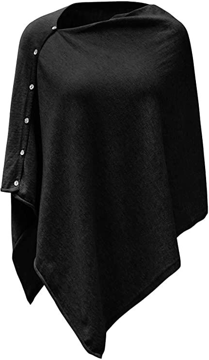 PULI Women's Versatile Knitted Scarf with Buttons Light Weight Spring Summer Autumn Shawl Poncho Cape Cardigan, Black at Amazon Women’s Clothing store Autumn Shawl, Poncho For Women, Scarf Cardigan, Sweater With Buttons, Asymmetrical Cardigan, Button Scarf, Poncho Cardigan, Poncho Shawl, Plain Outfits