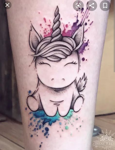 Unicorn Tattoo Ideas Small, Tattoo Unicorn, Lace Thigh Tattoos, Unicorn Tattoo Designs, Unicorn Tattoo, Rainbow Tattoos, Unicorn Tattoos, Парные Тату, Tatuaje A Color