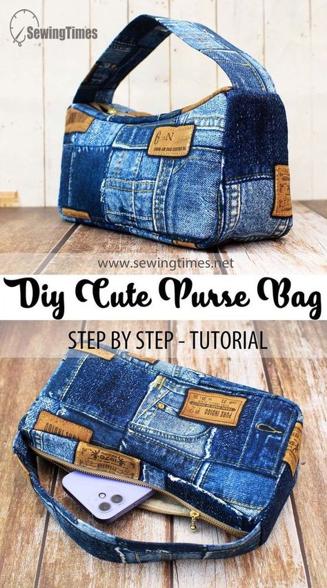 Diy Jean Purse, Artisanats Denim, Diy Bags Jeans, Denim Pouch, Tas Denim, Recycled Denim Bags, Blue Jean Purses, Recycled Jeans Bag, Denim Bag Patterns