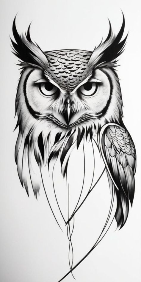 Owl Tattoo Sketch Design, Owl Drawing Tattoo, Owl Drawing Sketches, Owl Tattoo Sketch, Abstract Owl Tattoo, Draw Owl, White Owl Tattoo, Owl Eye Tattoo, Barn Owl Tattoo