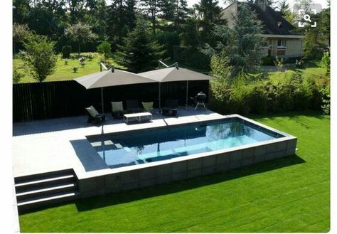 Raised pool Terrace Extension, Raised Pools, Moderne Pools, Piscina Interior, Backyard Design Layout, Small Swimming Pools, Modern Pools, Swim Spa, Backyard Pool Designs