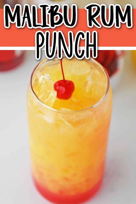 Malibu Rum Punch, Mango Rum Drinks, Rum Drinks Easy, Rum And Lemonade, Coconut Rum Punches, Rum And Orange Juice, Peach Rum, Rum Punch Cocktail, Rum Punch Recipe