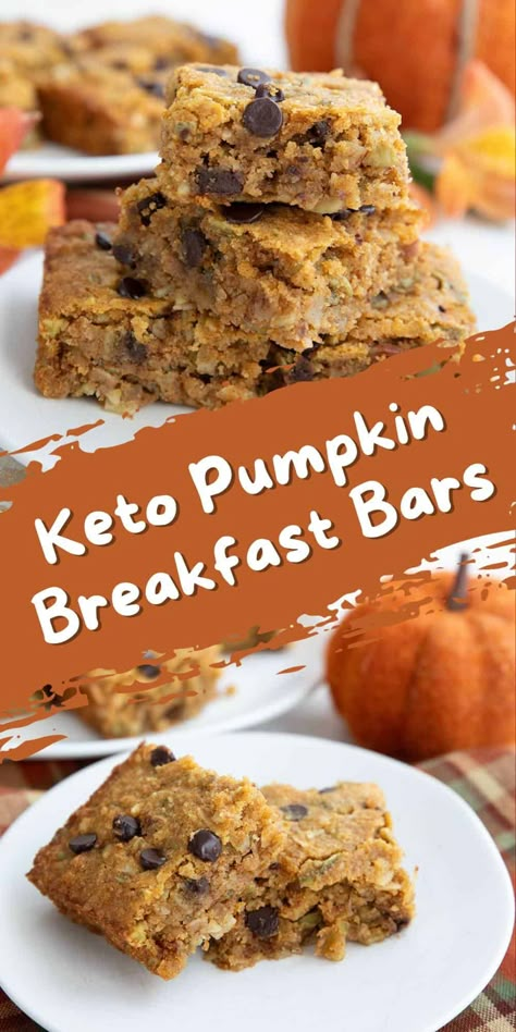 Keto Pumpkin Breakfast, Pumpkin Breakfast Bars, Keto Pumpkin Bars, Pumpkin Breakfast, Keto Bars, Keto Pumpkin, Diet Desserts, Pumpkin Bars, Breakfast Bars