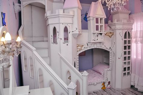 Source: Room for Joy Princess Castle Bed, Disney Princess Bedroom, Bed For Girls Room, Princess Bedrooms, Castle Bed, Castle Bedroom, Custom Nursery Art, White Castle, Princess Bedroom