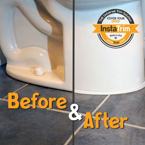 Create a crisp, clean and mold-resistant seal on toilets using InstaTrim™ instead of caulk. House Accents, Restroom Remodel, Wood Edging, Bathroom Sanitary, Flexible Molding, Trim Moulding, Bathroom Projects, Baseboard Trim, Silicone Caulk