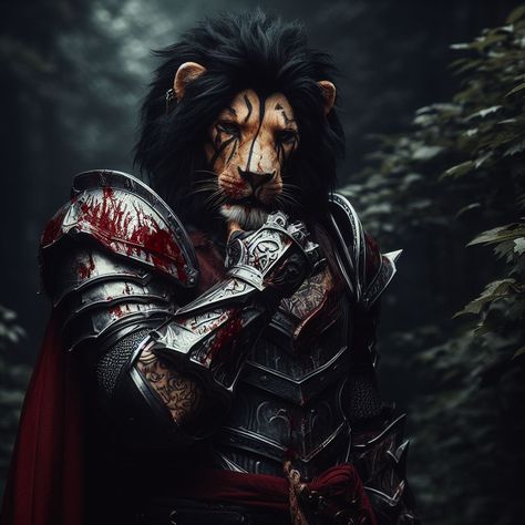 A male Leonin from Dungeons & Dragons #characterinspiration #portrait #feline Animal Head, Dungeons Dragons, Mythology Art, A Concept, Lush Greenery, Animal Heads, A Character, Skyrim, Wild Animals