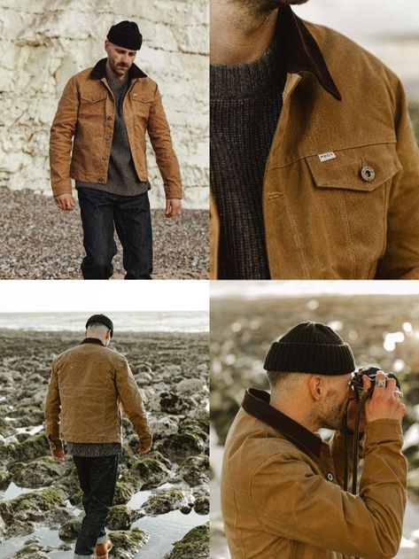 Canvas Jacket Men, Waxed Canvas Jacket, Surf Style Men, Rustic Outfits, Wax Canvas, Mens Fashion Rugged, Be First, Canvas Jacket, Wax Jackets