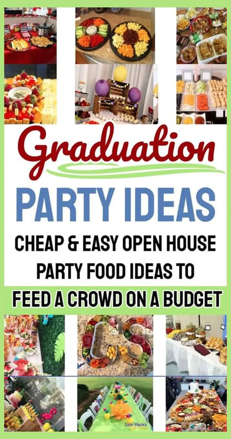 Graduation Party Finger Food Ideas for Open House Grad Party 2023 Best Food For Graduation Party, Grad Party Snacks, House Party Food Ideas, Graduation Party Menu Ideas, Graduation Party Finger Food Ideas, Open House Party Food, House Party Food, Ideas To Feed A Crowd, Cheap Graduation Party Ideas