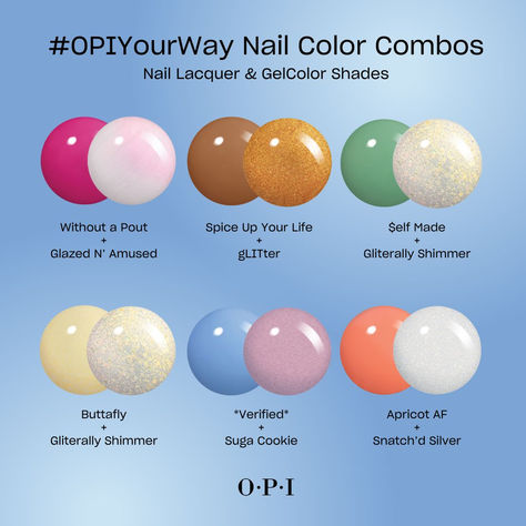 Put a spring in your step with these fresh mani pedi combos using our new #OPIYourWay spring collection. 🌸☀️🦋🍃

Swipe for exclusive Infinite Shine styles. ▶️ Which mani pedi duo do you love? Mani Pedi Combos Spring 2024, Spring Mani Pedi Combos Ideas, Beach Mani Pedi Color Combos, Summer Mani Pedi Combos 2024, Mani Pedi Color Combos Summer 2024, Spring Mani Pedi Combos, Nail Color Combo Ideas, Summer Mani Pedi Combos, Manicure And Pedicure Ideas Matching