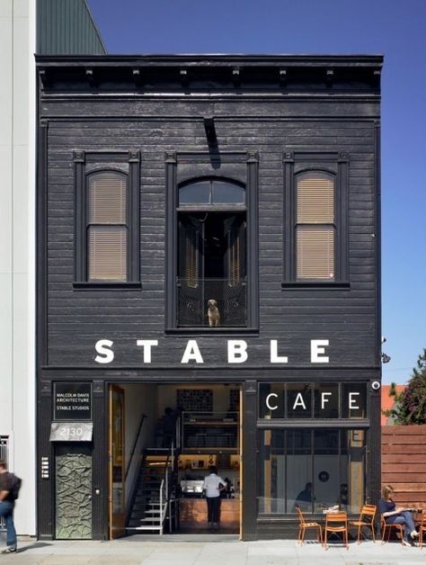 Stable Cafe Exterior, Malcolm Davis Architecture | Remodelista Architect / Designer Directory Stable Cafe, Interior Vintage, Shop Fronts, Shop Front, Western Design, Cafe Shop, Brick And Mortar, Shop Interior, Cafe Design