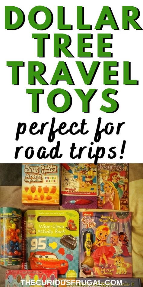 Check out the BEST Dollar Tree travel essentials for when you’re traveling with kids.  Here is my Dollar Tree haul of Dollar Tree toys that are perfect for road trips or airplane travel with kids.  I will show you what to buy at dollar tree for your next family trip to save you money and entertain your kids for hours!  These Dollar Tree finds (thankfully!) kept our daughter busy for our 30 hour round-trip road trip! | dollar tree must haves  | dollar tree kids Toddler Road Trip Snacks, Travel Activities For Kids, Dollar Tree Toys, Road Trip Toys, Toddler Road Trip, Kids Travel Activities, Dollar Tree Haul, Road Trip Activities, Road Trip Snacks