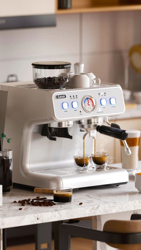 A good choice for coffee lovers. GECME020DE-U is a barista-level machine with all the requisite functions to satisfy the espresso-making needs of a home barista. It can grind fresh beans, create a perfect espresso and features a milk-foaming nozzle. Gevi Espresso Machine, Best French Press, Home Barista, Espresso Machine Reviews, Perfect Cup Of Coffee, Coffee Barista, Coffee At Home, Premium Coffee, Coffee Makers