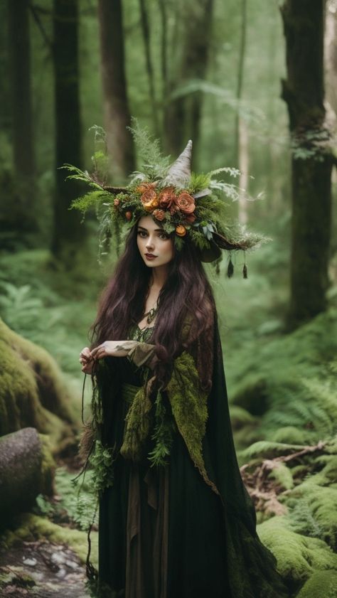 Forest Sprite Costume, Beautiful Witch Costumes, Salem Witch Costume Diy, Whimsical Witch Costumes, Fantasy Witch Costume, Woodland Witch Costume Diy, Forest Goddess Costume, Earthy Witch Costume, Witch Costume Ideas Diy