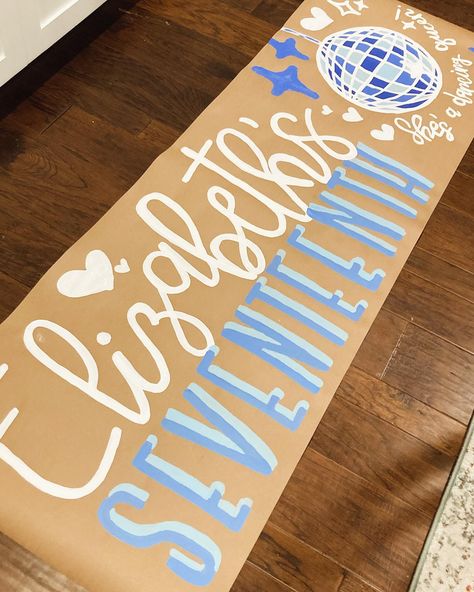 In true Mamma Mia fashion⚡️🪩💙 Mamma Mia Banner, Mama Mia Sorority Theme, Mama Mia Themed Birthday Party Ideas, Mamma Mia Party Activities, Paper Banner Ideas, Hoco Banner Ideas, Mamma Mia Design, Mamma Mia Beach Party, Mamma Mia Painting Ideas