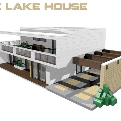 LEGO IDEAS - White Lake House White Lake House, Scale Model Homes, Dollhouse Woodworking Plans, Lego Mansion, Modern Minecraft Houses, Elegant Villa, Lego House Ideas, Lego Furniture, Woodworking Bench Plans