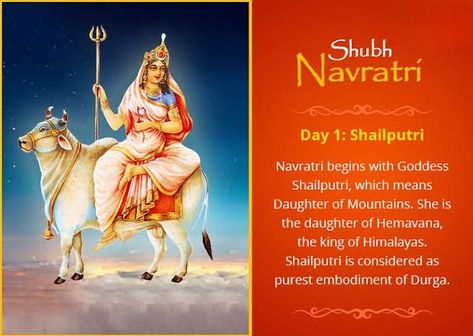 Happy Day 1 Of Navratri ❤️🙏 #navratri Navarathri Devi Images Day 1, Navaratri Goddesses Day 1, Navratri Goddess Images Day 1, Navratri Day 1 Shailputri, Navratri Devi Images Day 1, Day 1 Navratri Goddess, Shailputri Maa Images, Happy Navratri Day 1, Day 1 Navratri