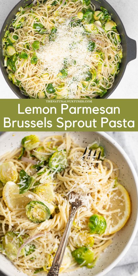 Gluten Free Lemon Pasta, Brussel Sprout Recipes Pasta, Brussels Sprout Pasta Salad, Brussels Sprout Pasta Recipe, Brussels Sprout Meal, Pasta With Brussels Sprouts, Lemon Pasta With Vegetables, Pasta Brussel Sprout Recipes, Brussel Sprouts Pasta Recipes