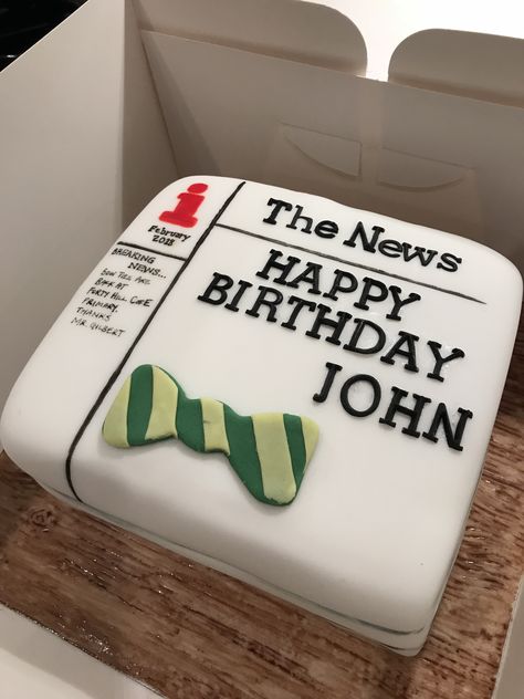 Newspaper cake #thenews Cake 45 Birthday Men, Newspaper Cake, Chef Cake, Diy Newspaper, 70th Birthday Cake, 45th Birthday, 70th Birthday, Man Birthday, Newspaper